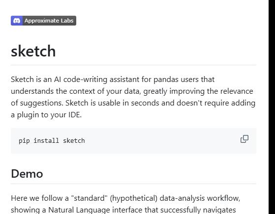 Sketch开源项目 – AI代码助手，简化数据处理
