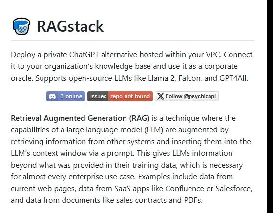 rag-stack开源项目 – 企业知识库的私有ChatGPT替代品