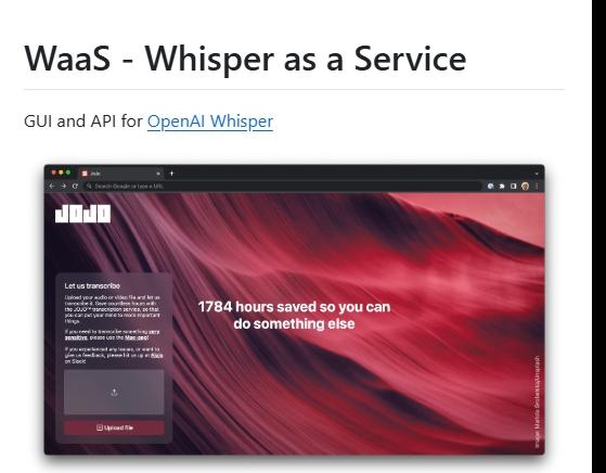 WAAS开源项目 – OpenAI Whisper的GUI与API平台